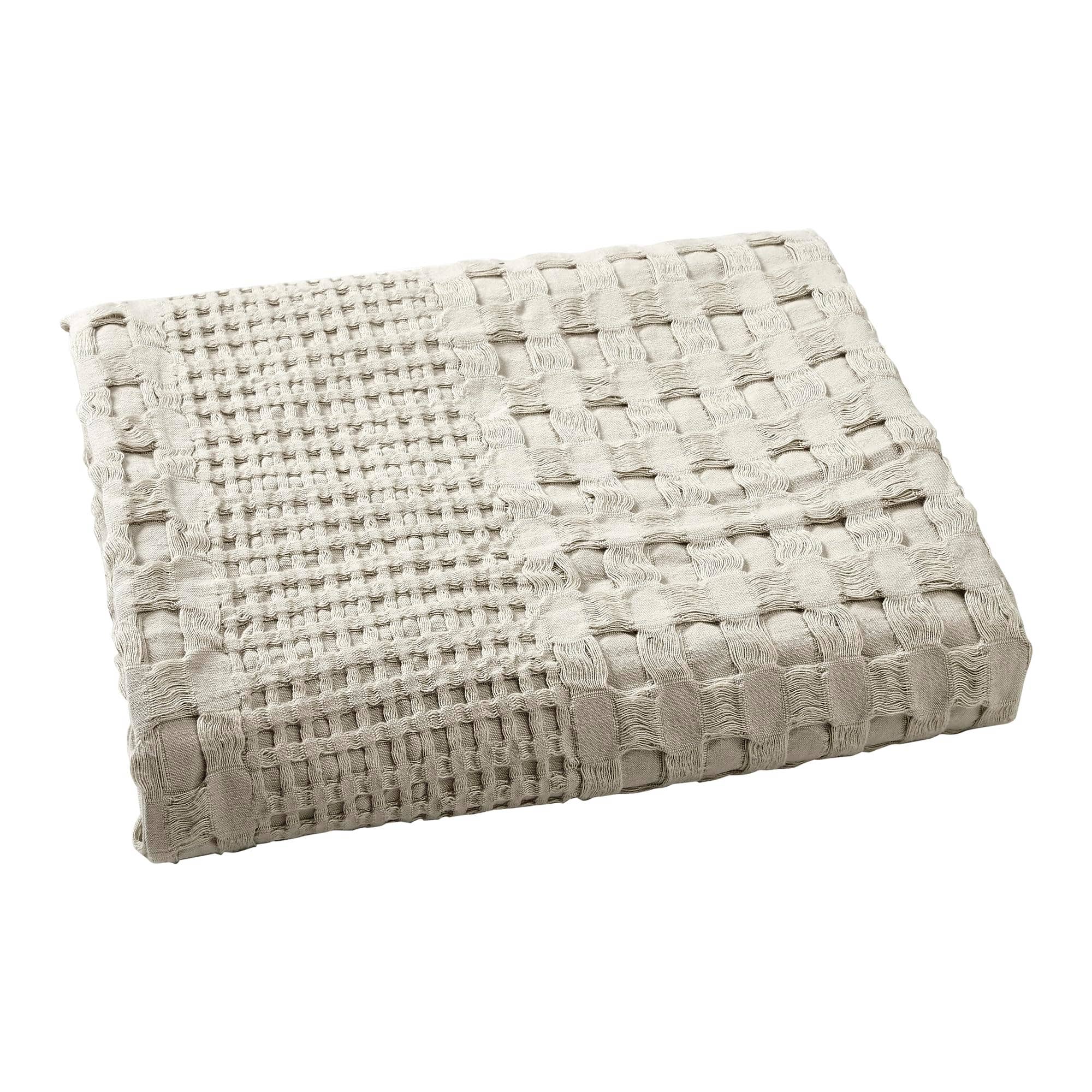 Warm Flax Waffle Weave Throw Blanket