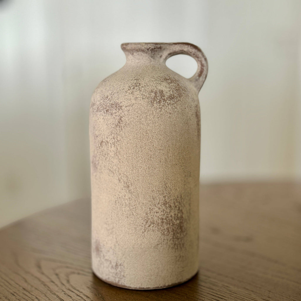 Large White Single Handle Vase