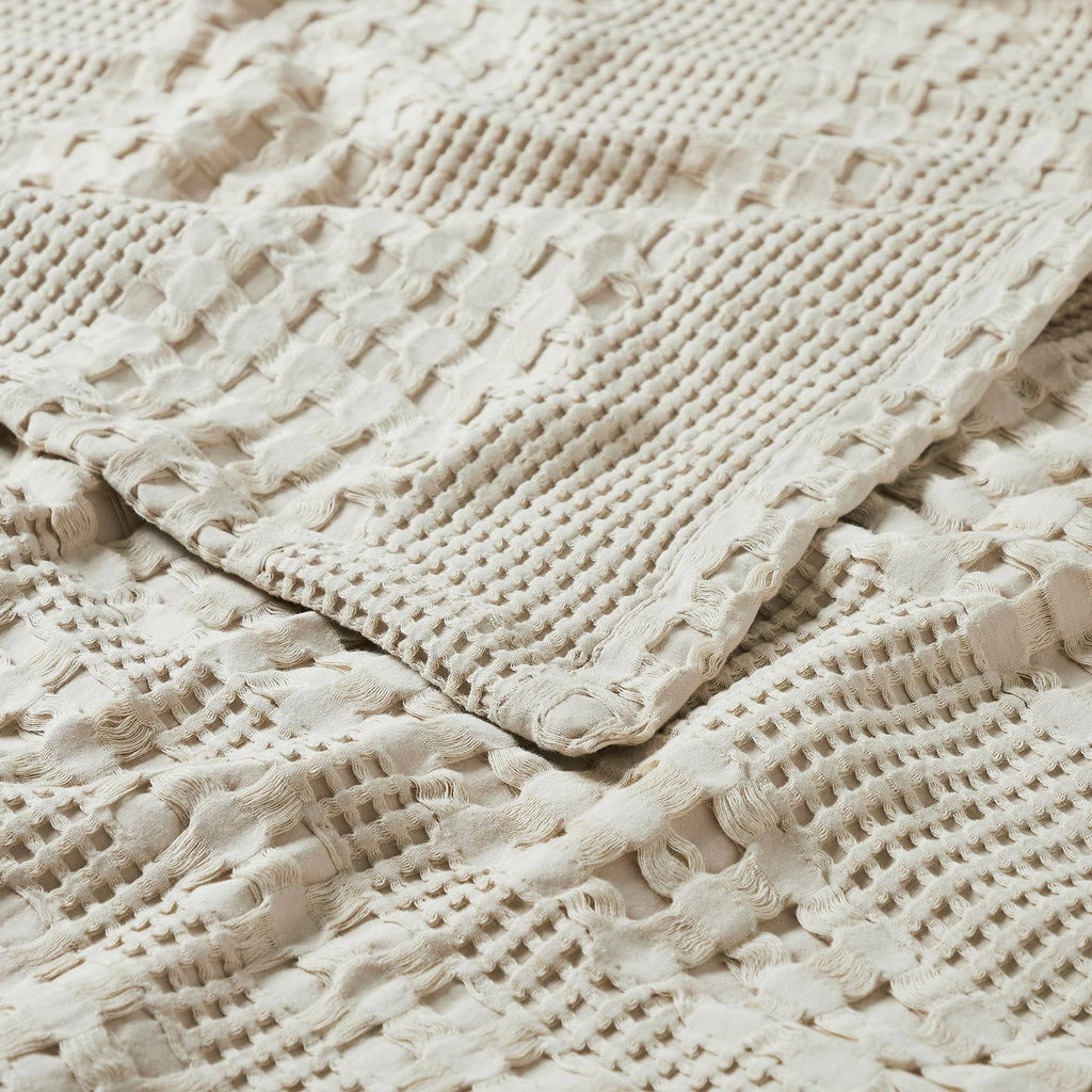 Warm Flax Waffle Weave Throw Blanket