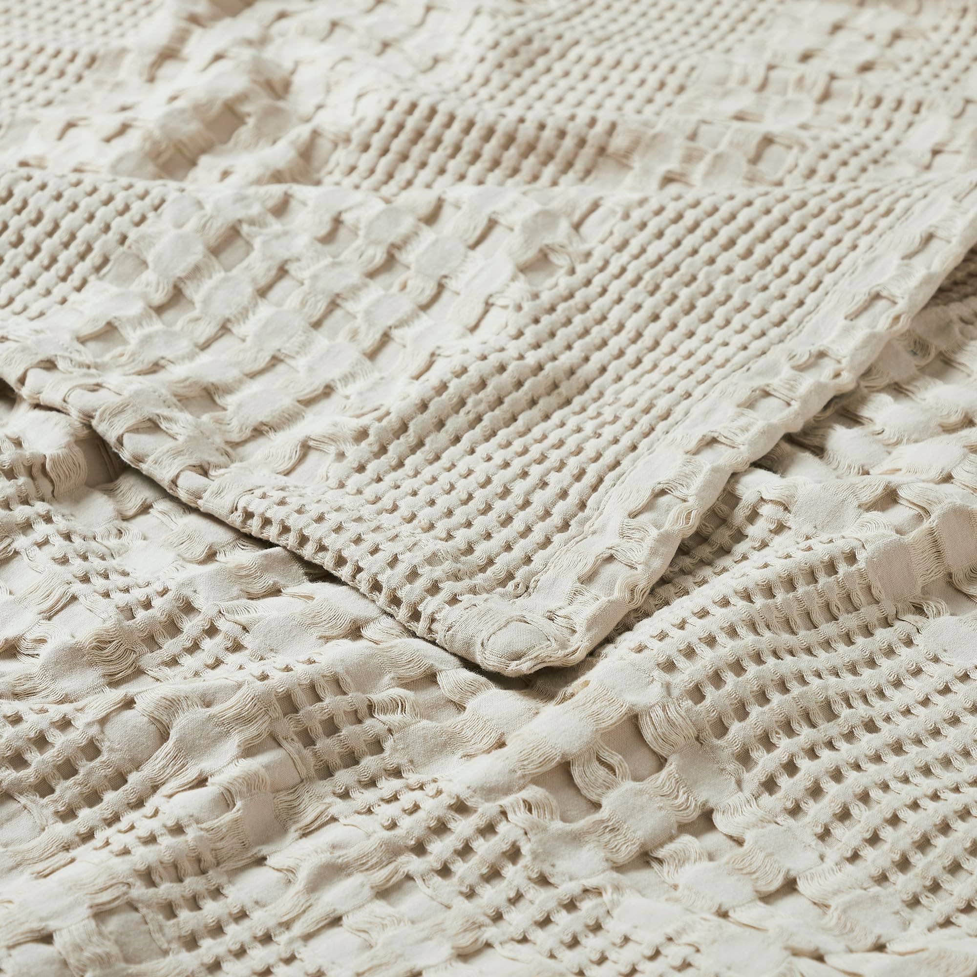 Warm Flax Waffle Weave Throw Blanket