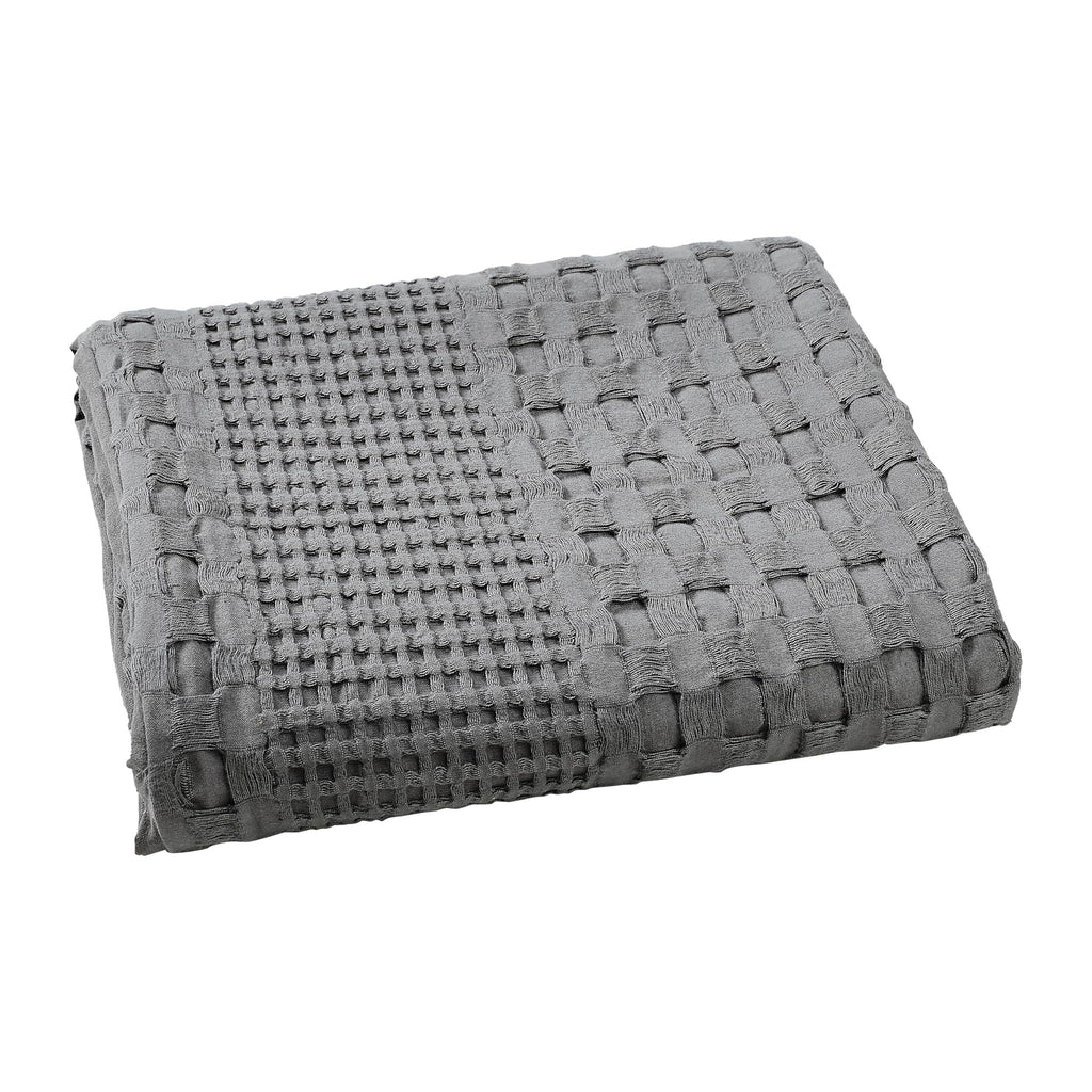 Waffle Weave Throw Blanket – Dark Grey