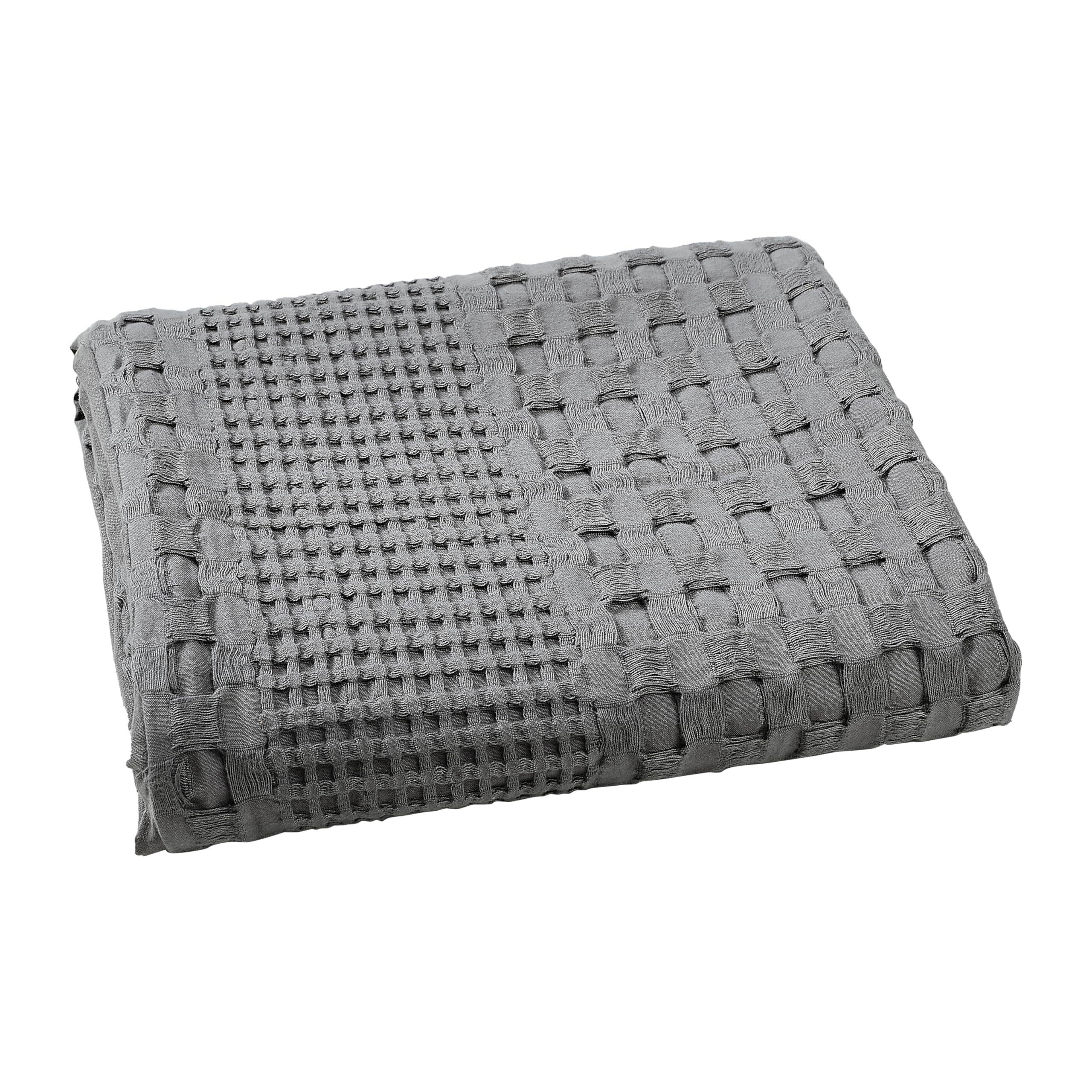 Waffle Weave Throw Blanket – Dark Grey