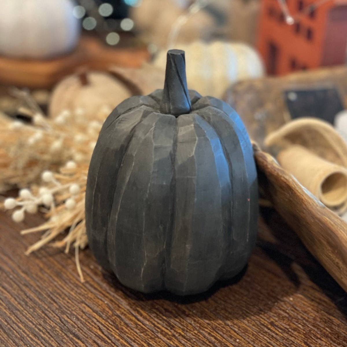 Black Carved Fall Pumpkin