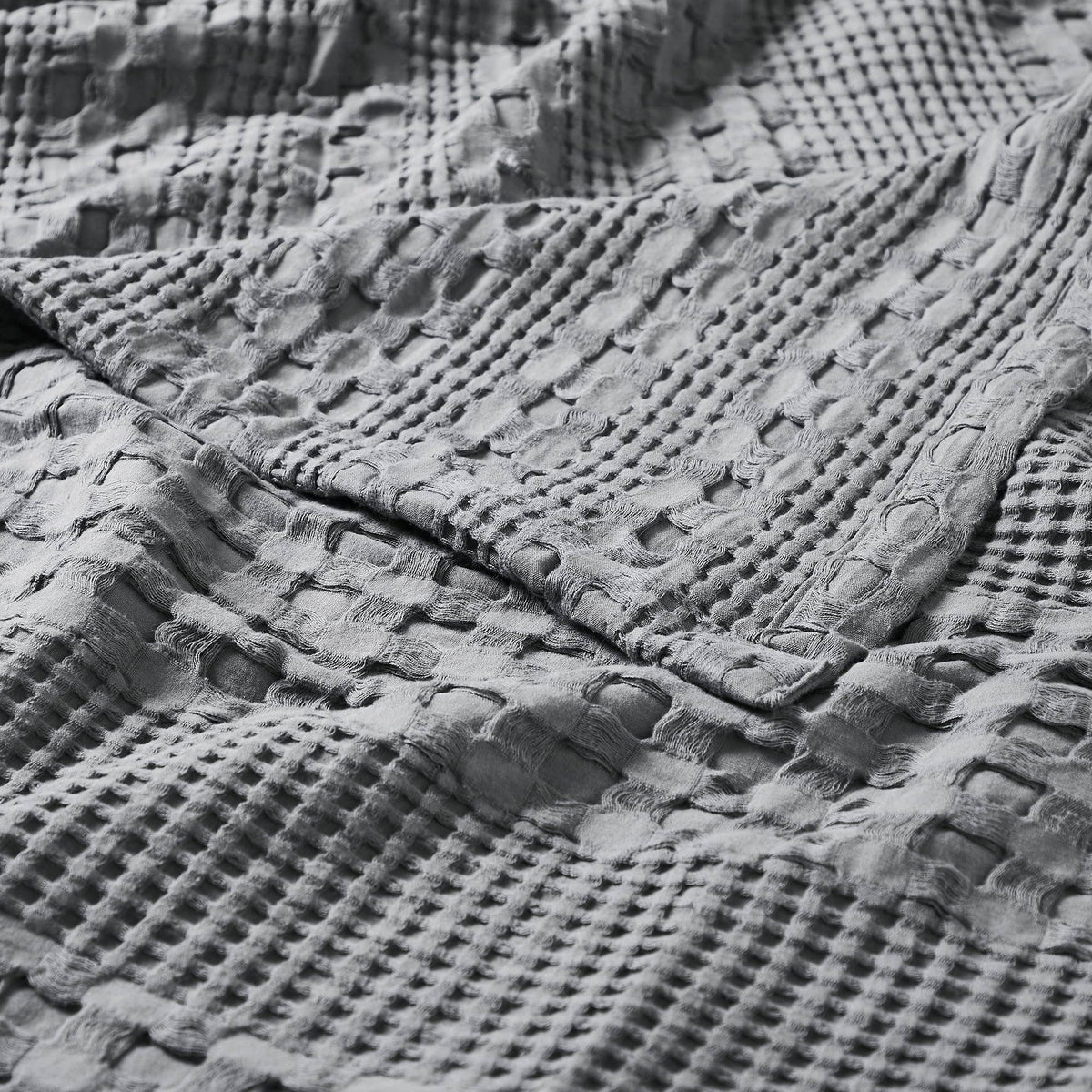 Waffle Weave Throw Blanket – Dark Grey